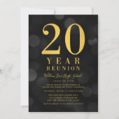 Dark Bokeh Lights 20 Jaar Klasse Reünie Kaart (Voorkant)