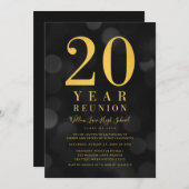 Dark Bokeh Lights 20 Jaar Klasse Reünie Kaart (Voorkant / Achterkant)