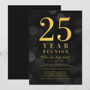 Dark Bokeh Lights 25 Jaar Klasse Reünie Kaart