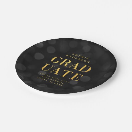 Dark Bokeh Lights Faux Gold Afstuderen Afstuderen Papieren Bordje (Gekanteld)