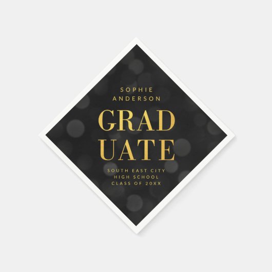 Dark Bokeh Lights Faux Gold Afstuderen Servet (Hoek)