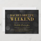 Dark Bokeh Lights Faux Gold Bachelorette Weekend Kaart (Voorkant)