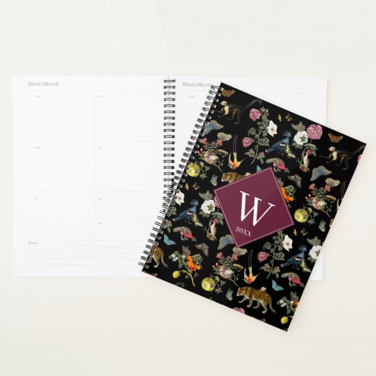 Dark Botanical Animals Forest Monogram Planner (Display)