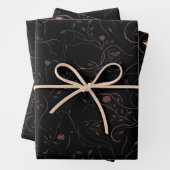 Dark Botanical Faces Wrapping Paper Set (In situ)