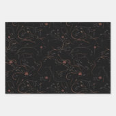 Dark Botanical Faces Wrapping Paper Set (Voorkant)
