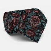 Dark Botanical Floral Pattern Stropdas (Opgerold)