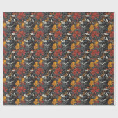 Dark Botanical Garden Floral Wrapping Paper Cadeaupapier (Vlak)
