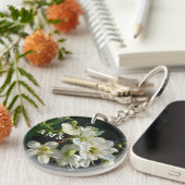 Dark Botanical Honey Bee & Plum Blossom Keychain (Voorkant Rechts)