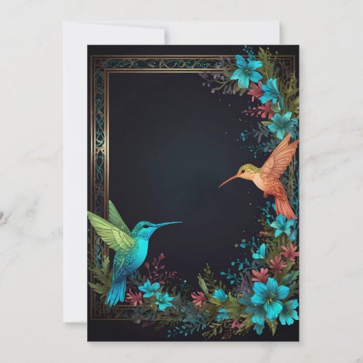 Dark Botanical Hummingbird Theme Kaart (Achterkant)