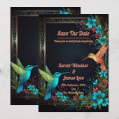 Dark Botanical Hummingbird Theme Kaart (Voorkant / Achterkant)