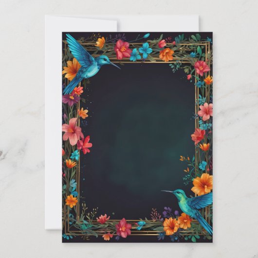 Dark Botanical Hummingbird Theme Kaart (Achterkant)