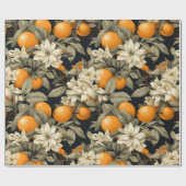 Dark Botanical Orange Blossom Cadeaupapier (Vlak)