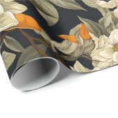 Dark Botanical Orange Blossom Cadeaupapier (Rol Hoek)