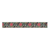 Dark Botanical Poinsettia and Christmas Holly Grosgrain Lint (Voorkant)