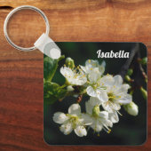 Dark Botanical White Plum Blossom Acrylic Keychain (Voorkant)