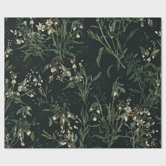 Dark Botanical Wrapping Paper Cadeaupapier (Vlak)