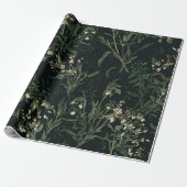 Dark Botanical Wrapping Paper Cadeaupapier (Uitgerold)