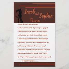 DARK, BRIDE & GROOM TRIVIA SHOWER GAME KAART FLYER