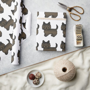 Dark Brindle Cairn Terrier Cartoon Dog Patroon Cadeaupapier
