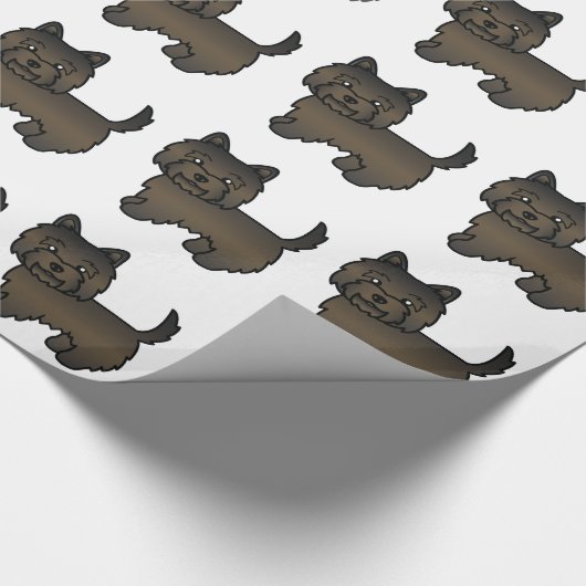 Dark Brindle Cairn Terrier Cartoon Dog Patroon Cadeaupapier (Hoek)