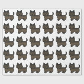 Dark Brindle Cairn Terrier Cartoon Dog Patroon Cadeaupapier (Vlak)