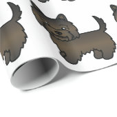 Dark Brindle Cairn Terrier Cartoon Dog Patroon Cadeaupapier (Rol Hoek)