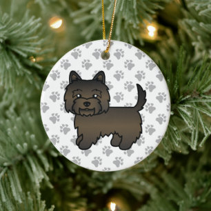 Dark Brindle Cairn Terrier Cute Cartoon Dog Keramisch Ornament