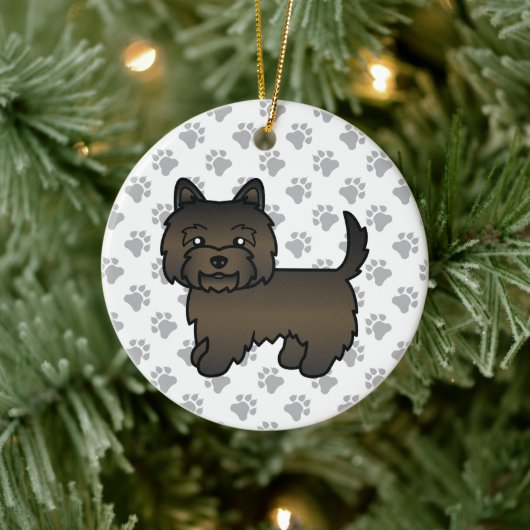 Dark Brindle Cairn Terrier Cute Cartoon Dog Keramisch Ornament (Boom)
