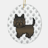 Dark Brindle Cairn Terrier Cute Cartoon Dog Keramisch Ornament (Links)