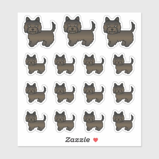 Dark Brindle Cairn Terrier Cute Cartoon Dogs Sticker (Vel)