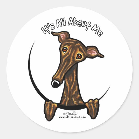 Dark Brindle Greyhound IAAM Ronde Sticker (Voorkant)