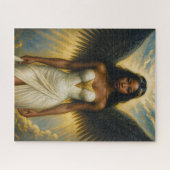 Dark Brown Angel Woman With Black Wings Legpuzzel (Horizontaal)