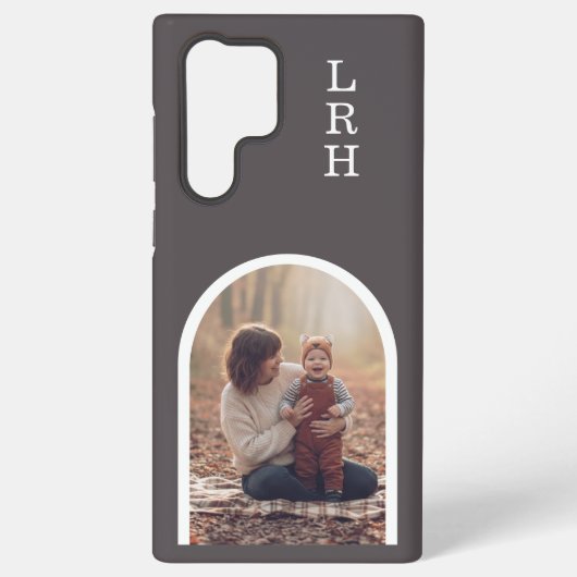 Dark Brown Arch Frame Photo Monogram   Samsung Galaxy Hoesje (Achterkant)