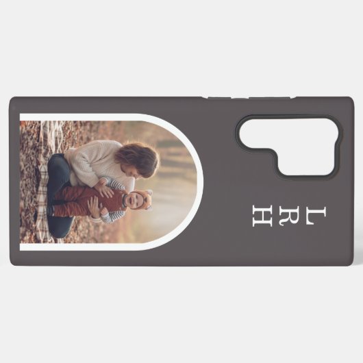 Dark Brown Arch Frame Photo Monogram   Samsung Galaxy Hoesje (Achterkant horizontaal)