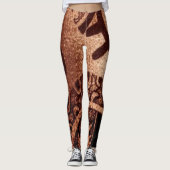 "Dark Brown Aztec Symbol Statement" Yoga Leggings (Voorkant)