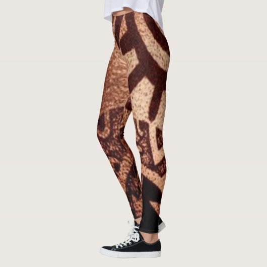 "Dark Brown Aztec Symbol Statement" Yoga Leggings (Links)
