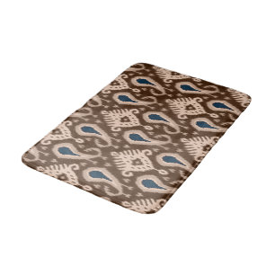 Dark Brown Blue Bohemian Ikat Tribal Patroon Badmat