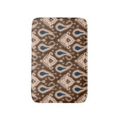 Dark Brown Blue Bohemian Ikat Tribal Patroon Badmat (Voorkant Verticaal)