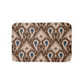 Dark Brown Blue Bohemian Ikat Tribal Patroon Badmat (Voorkant)