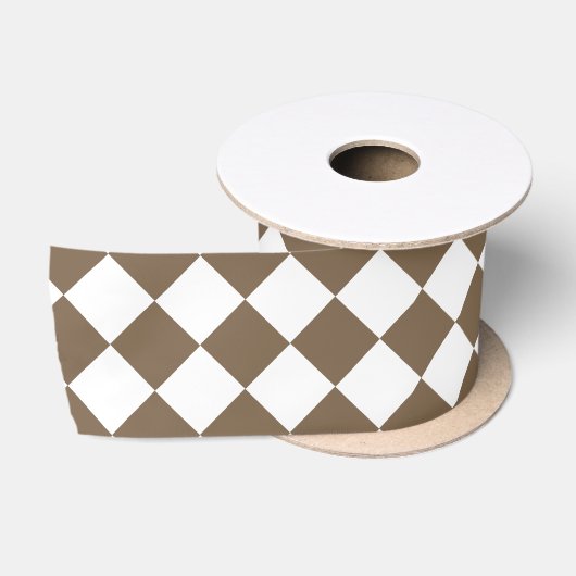 Dark Brown Diamond Pattern Satijnen Lint (Spoel)
