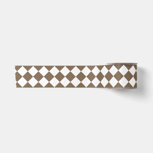 Dark Brown Diamond Pattern Satijnen Lint (Voorkant)