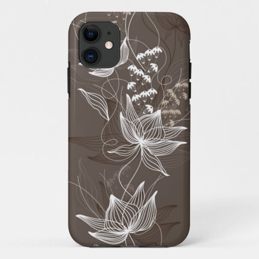 Dark Brown Floral Pattern Case-Mate iPhone Case (Achterkant)