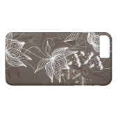 Dark Brown Floral Pattern Case-Mate iPhone Case (Achterkant (Horizontaal))