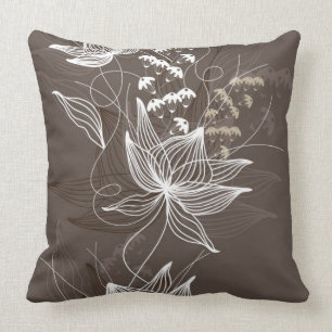 Dark Brown Floral Pattern Kussen