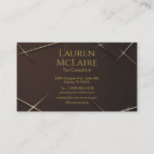 Dark Brown & Gold Accent Monogram Business Card Visitekaartje (Achterkant)