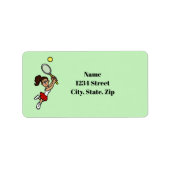 Dark Brown Hair Woman Tennis Player-Adresetiketten Etiket (Voorkant)