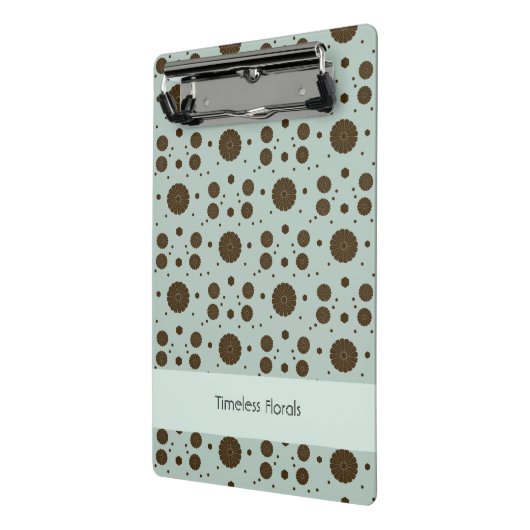 Dark Brown Micro Floral Sage Green Mini Klembord (Angled2)