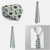 Dark Brown Micro Floral Sage Green Tie Stropdas