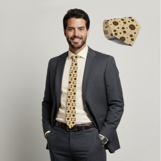 Dark Brown Micro Floral Sand Tie Stropdas