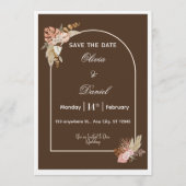 Dark Brown Minimalist Boho Wedding Invitation Kaart (Voorkant)